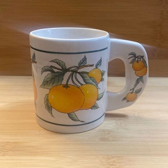 Vintage Oranges on the Vine Fruit Naval Oranges Coffee Cup Mug Cool Wide Handle - Picture 2 of 9
